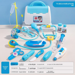 Gydytojo žaislai vaikams 15 vnt. gydytojo apsimetinėjimo rinkinys vaikams medicininiai odontologo įrankiai stetoskopas edukacinis žaislas berniukui mergaitei dovana mėlyna