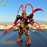 HUIQIBAO Juodas SunWuKong Karžygio Mech Robotas Statybiniai Kaladėlės MOC Veiksmo Figūrėlė Plyta Vaikų Miesto Statybos Vitrininiai Žaislai WITH BOX