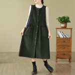 Pavasarinė ir žiema moteri&scaron;ka solidi Basic Sundress Suknelė O formos i&scaron;kirpte be rankovių velvetinė midi suknelė XXXL tamsiai žalia spalva