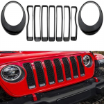 ABS Blizgus Juodas Priekinės Tinklelio Grotelės+Žibintų Apdailos Dangtelis Jeep Wrangler JL 2018 Priedai red