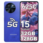 DOOGEE Note 59 Android 15 I&scaron;manusis telefonas 5G - 32GB+128GB/2TB, 6.75 HD+ 120Hz, 6250mAh I&scaron;manusis telefonas, 16MP+8MP Kamera, Dvi SIM kortelės 5G/NFC/Veido atpažinimas/OTG mėlyna