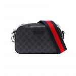 Gucci Vintažinis Logotipas Juostelė Web Oda Logotipas Drobė Ir Oda Kameros Krep&scaron;ys Vyri&scaron;kas Pečių Krep&scaron;ys Juodas Pilkas 574886-K5RLN-1095 Basic Set (Bag+Dust Bag)