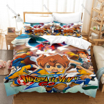 Inazuma Eleven GO Patalynės komplektas Antklodės užvalkalas + 2 pagalvių užvalkalai Sportinis Futbolas Anime Raimon Komandos Dvasia Žvėris Miegamojo Dekoras 135cmx200cm beige