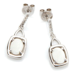Les Tr&eacute;sors De Lily [I2591] - Boucles Argent 'D&eacute;esse Opale' Blanc argent&eacute; (rhodi&eacute;) - 27x12 mm