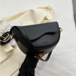 Yogodlns Women Vintage Vienspalvis Atvartas Mažas Balnelis Pečiai Pažastys Madingas PU Odinis Platus dirželis Crossbody Bag 21x8x13cm juoda