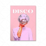 Pink Disco Print Vintažinis sienų dekoravimas Mergina Ball Art Cavas Painting Rožinė bendrabučio apdaila 21cm&times;30cm NoFrame