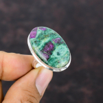 Ruby Fuchsite žiedas tikras brangakmenių žiedas 925 sterlingų sidabro žiedas reguliuojamas žiedas rankų darbo Boho papuo&scaron;alai naujausio dizaino žiedo jubiliejaus dovana Adjustable