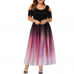 (L-6 XL) Moteri&scaron;ka eleganti&scaron;ka gradiento plius dydžio trumpomis rankovėmis plona maxi suknelė vakarėliui vakarėliui skirta proginė kokteilių suknelė XXXXXL raudona