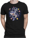 Astronautas ryklys Linksmas baltasis ryklys NASA Kosmos Galaxy Unisex mar&scaron;kinėliai