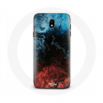 Coque pour Samsung Galaxy S5 fond de texture abstraite rouge noir bleu