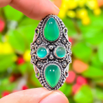 Green Onyx Gemstone Handmade 925 Sterling Silver Jewelry Ring Size 10 w1g22