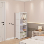 Metalinė knygų laikymo lentyna su galiniu skydeliu &ndash; lengvas surinkimas, taupantis erdvę, atsparus dulkėms ir universalus laikymo sprendimas biure, klasėje, nuomojamame kambaryje 5 Tiers-Single Row balta