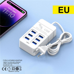 6 prievadai USB greito įkrovimo stotis 35 W PD tipo C greito įkrovimo sieniniai įkrovikliai USB &scaron;akotuvo adapteris EU JAV ki&scaron;tukas