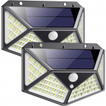 Lauko saulės lempa 100 LED, 3 i&scaron;manūs režimai Lauko saulės ap&scaron;vietimas su saulės judesio detektoriumi Puissa[n1694]