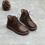 Mada Moteri&scaron;ki aulinukai karvės odos retro mink&scaron;ti žieminiai moteri&scaron;ki batai plok&scaron;čiu padu odiniai rudi seni kasdieniai sveikata Aulinukai Jodinėjimo batai 37 tamsiai ruda spalva