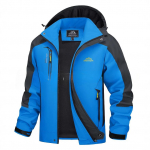 Demisezoninė ilga striukė Vyri&scaron;ka su gobtuvu Neperpučiama Vandeniui atspari Lietpalis Vėjo nepraleidžianti striukė 5 ki&scaron;enės žygiams, žvejybai, kelionėms 4XL mėlyna