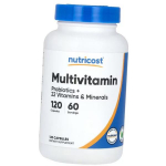 Multivitaminai su probiotikais, Multivitaminas, Probiotikai + 22 vitaminai ir mineralai, Nutricost 120 kapsulių (36647086) 120caps