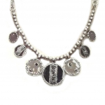 Les Tr&eacute;sors De Lily [C5340] - Collier Cr&eacute;ateur 'Esmeralda' Noir Gris pilka