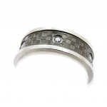 Bague Acier 'Karl' Noir Argent&eacute; 58 sidabras