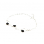 Les Tr&eacute;sors De Lily [I2619] - Bracelet Argent 'D&eacute;esse Noir de Jais' coeur - 10 mm