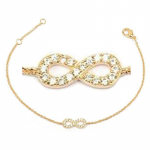 Les Tr&eacute;sors De Lily [L4330] - Bracelet Plaqu&eacute; or 'Infini' blanc dor&eacute; - 13x6 mm