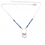 Les Tr&eacute;sors De Lily [P9258] - Collier argent 'Boho' bleu argent&eacute; rhodi&eacute; (dreamcatcher) - 28x15 mm