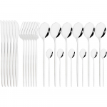 Jankng Gold 24 vnt vakarieti&scaron;ki indai nerūdijančio plieno kasdieniai stalo įrankių rinkinys peilis &scaron;akutė Kavos &scaron;auk&scaron;tas stalo reikmenų rinkinys su laikymo lentyna 24pcs sidabras