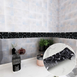 Juodo marmuro grindjuostės kampinės sienos lipdukas Vonios kambarys Virtuvė Biuras Stiklo juosmens linija Namų dekoras Vandeniui atsparus bangolaidžio tapetai YX005