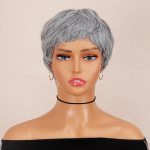 XINRAN pilki Ombre trumpų plaukų perukai Fluffy Pixie Cut sintetinio kar&scaron;čiui atsparaus pluo&scaron;to perukas moterims cosplay kasdieniam dėvėjimui