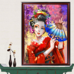 5D mozaikinė dėlionė deimantinis paveikslas japonų gei&scaron;a, moteris, ventiliatorius, pilnas kvadratas, apvalus grąžtas deimantinis siuvinėjimas namų dekoras Rankų darbo S240 Full Round 20x30CM
