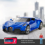 1/24 mastelio &bdquo;Bugatti Voice of the Night Alloy Metal Diecast&ldquo; automobilio modelio, patraukiama transporto priemonė su garsu ir lengvu lėlės žaislo modeliu Dovana vaikams 1/24-20x10x5cm mėlyna