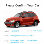 2x purvasaugiai, skirti Chrysler PT Cruiser 2001&ndash;2010 m. Sparnas priekinis galinis purvasaugis, dangtis rato apsauga, priedai purvasaugis