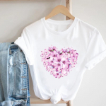 (Azijos dydis) Moteri&scaron;kos drugelio meilės tendencijos Sweet Print Tee Top Drabužiai Madingi mar&scaron;kinėliai Laisvalaikiai trumpomis rankovėmis moteri&scaron;ki grafiniai mar&scaron;kinėliai S