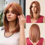 Oranžinė Ruda Vidutinio Ilgio Tiesus Bob Sintetinis Perukas Trumpas Kirpčiukais Juodaodėms Moterims Cosplay Lolita Sluoksniuotas Perukas Atsparus Kar&scaron;čiui