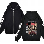 Rudeniniai flisiniai užtrauktuku užsegami &scaron;varkai Anime Berserk atspaudu Džemperiai Gatvės apranga Laisvi vyri&scaron;ki džemperiai su gobtuvu Harajuku kasdieniai kardiganai paltai M