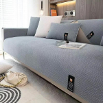 Prabangus neslystantis sofos rank&scaron;luostis svetainei, vienspalvis languotas sofos užvalkalas, universalus keturių sezonų, &scaron;enilinis sofos pagalvių užvalkalas 45cm pillowcase 1pcs tamsiai žalia spalva