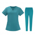 2vnt / rinkinys Unisex ligoninės uniformų rinkinys V formos i&scaron;kirpte trumpomis rankovėmis ki&scaron;enės Vir&scaron;utinės elastinės juosmens kelnių rinkinys Greitai džiūstantis ligoninės dantų slaugos &scaron;veitimas uniformos S juoda