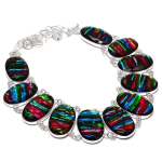 Natūralaus dichroic stiklo brangakmenio 925 sterlingo sidabro papuo&scaron;alų karoliai 18 c5t80