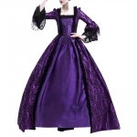 S-5XL Didelio dydžio teismo suknelė nėriniais susiūta didelė suknelė Retro viduramžių renesanso stiliaus suknelė 4XL violetinė