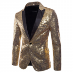 Juoda blizgučiai, vieno mygtuko skara, apykaklė, kostiumas, &scaron;varkas, vyri&scaron;kas &bdquo;Bling Glitter&ldquo; naktinis klubas Prom DJ &scaron;varkas Vyri&scaron;ki sceniniai drabužiai dainininkams XS auksas