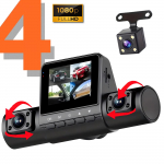 Car Dash Cam 4 kanalų juodos dėžės vairavimo kamera FHD 1080P priekinė kairė de&scaron;inė galinė naktinio matymo kilpa įra&scaron;ymo įra&scaron;ymo įrenginys vaizdo transporto priemonės DVR 4Ch DVR 0G