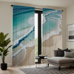 2vnt HD jūros paplūdimio dekoratyvinė užuolaida Blue tie skaitmenine spausdinta užuolaida Namų dekoravimo stiliaus apdaila svetainė miegamasis ro W52H63inchW132H160cm