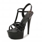 Seksualios moteri&scaron;kos platformos basutės su kryžminiais dirželiais ir čiurnos sagtimi 15 cm stiletto kulniuku Naktinio klubo &scaron;okių ant stulpo bateliai 35