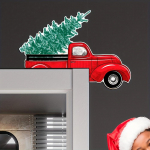 1 vnt. Kalėdų medinis durų kampo lipdukas su Santa, Elniu ir Grinču - Idealus langų ir sienų &scaron;ventinis namų dekoravimas A