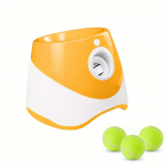 Automatinis &scaron;unų kamuoliukų paleidimo įrenginys su 3 mini teniso kamuoliukais - USB įkraunama 18650 ličio baterija, automatinis &scaron;unų kamuoliukų žaislas three balls oranžinė