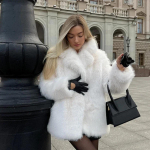 VAYLA Mada Pūkuota Pūkuota Dirbtinio Kailio Striukė Moterims Žiema Ilgi Pūkuoti Paltai Storas &Scaron;iltas Vidutinio Ilgio Lapės Kailio Paltas Pliu&scaron;inis Vir&scaron;utinis Drabužis Femme XL
