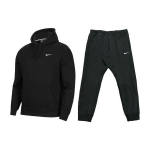 Nike Siuvinėtu logotipu užtraukiamas gobtuvas, treniruočių flisas, tiesaus kirpimo kelnės, laisvalaikio sportinis kostiumas vyrams, džemperis, kelnės Juodas 916271-010+716831-010 M