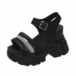 Madingi Nauji stambios platformos sandalai Moteri&scaron;ki auk&scaron;takulniai Seksualūs sandalai atviromis kojomis Wedge Bling sportbačiai 10 cm Moteri&scaron;ki paplūdimio vasaros basutės 34 juoda