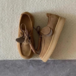 Madingi moteri&scaron;ki batai Suede oda Laisvalaikio plok&scaron;čiapadžiai batai Oda Viengubi batai Moteri&scaron;ki vaik&scaron;čiojimui Neslystantys Chaussure Femme Zapatos De Mujer 35 tamsiai ruda spalva