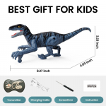 Sinovan nuotoliniu būdu valdomi dinozaurų žaislai vaikams, 2,4 GHz robotas vaik&scaron;tantis dinozauras, simuliacinis velociraptorius, dovanos berniukams 3-5 m.